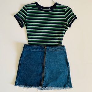 Silly Hand-Painted Two-Tone Zip Denim Women’s Sz 4